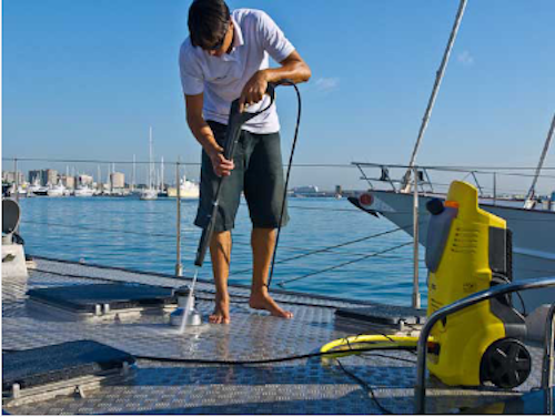 Professional power washing boat deck service